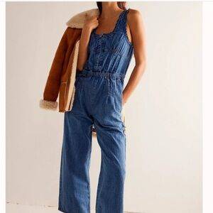 Free People Blue Denim Jumpsuit